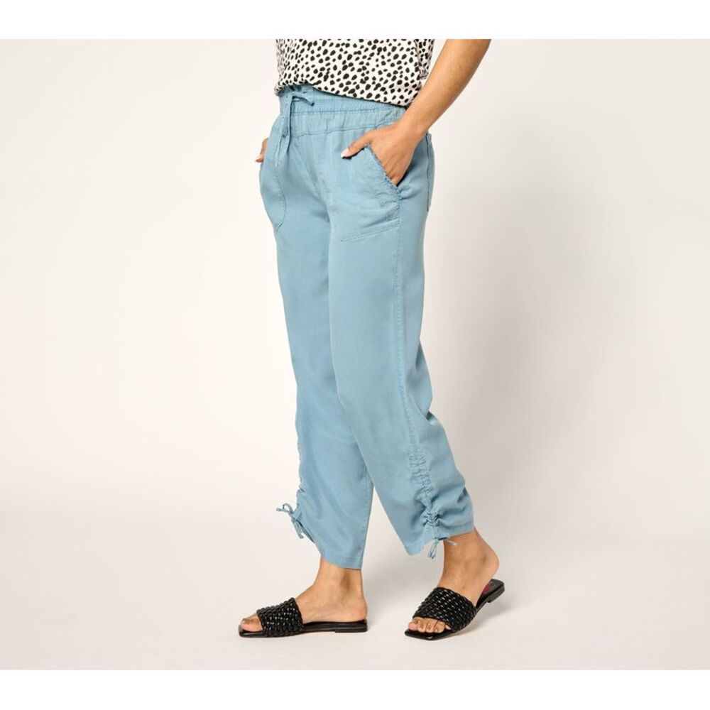 Maya J Women's Plus Sz Pants 3X Ruched Ankle Blue A692550